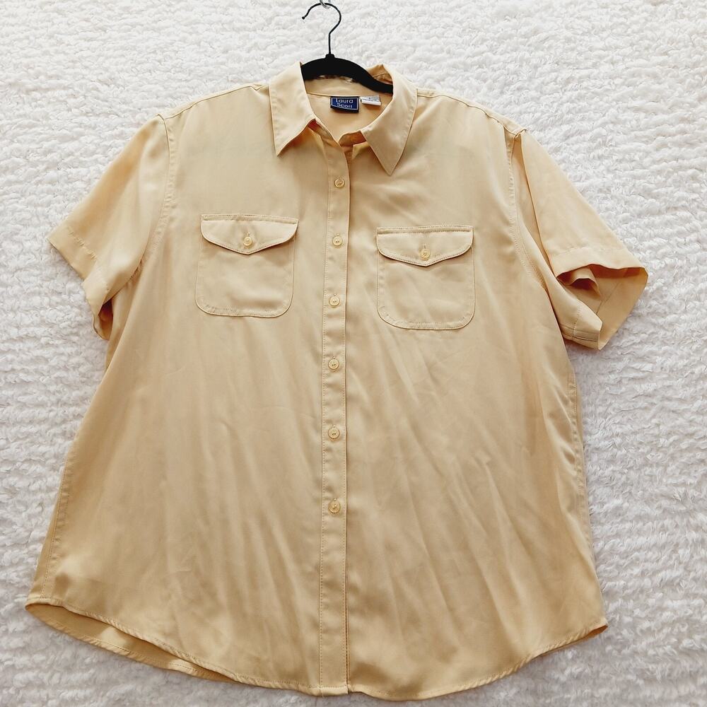Blouse Butter Yellow Office Chic Minimalist Quiet Luxury Casual Leisure Size L